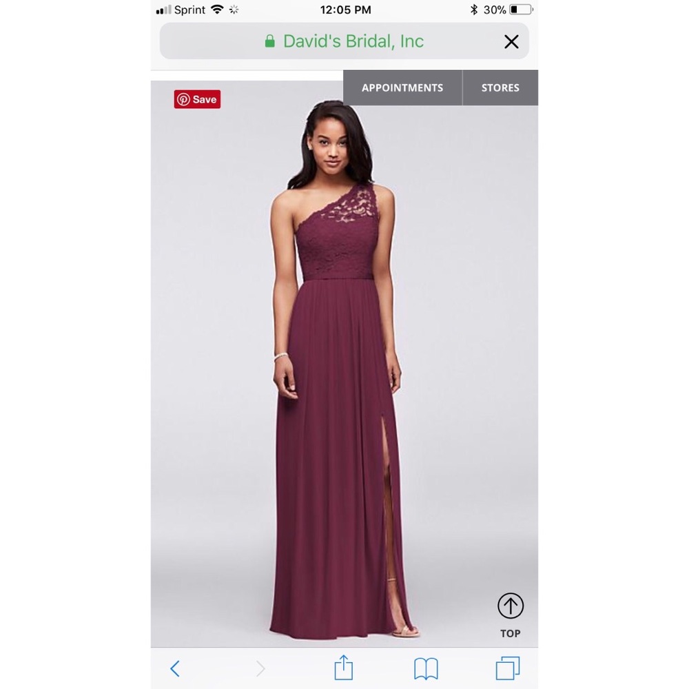 David’s Bridal Wine Dress Size 10, extended length